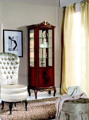 Klassische Möbel Holz Braun Vitrine Schicke Luxus Vitrineschrank Italienische Möbel